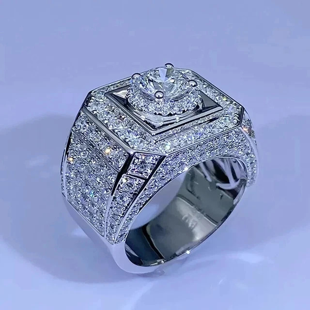 3Ct Round Cut Lab Created Diamond Men’s Pinky Wedding Ring 14K White Gold Plated