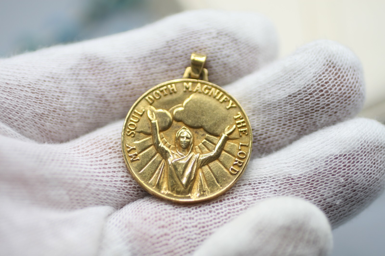 James Avery Brass PENDANT “MY SOUL DOTH MAGNIFY THE LORD” R1O