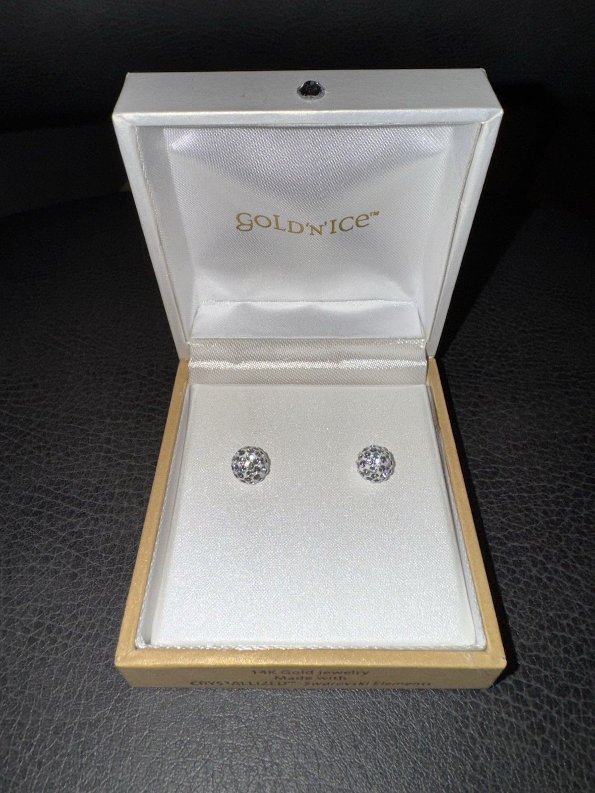 Gold ‘N’ Ice 14K Gold Swarovski Elements Pave Disco Ball Stud Earrings