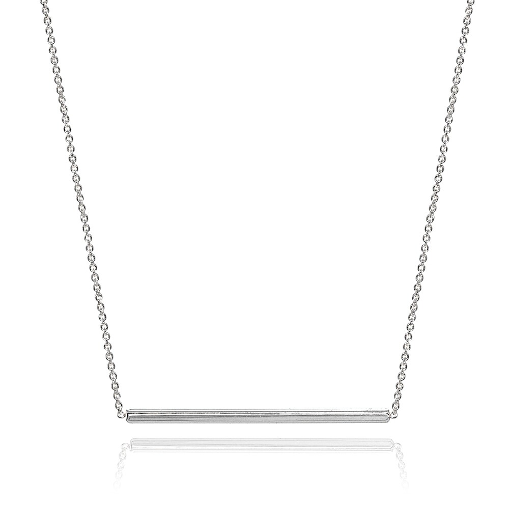 Horizontal Bar Simple Minimalist Dainty Polished Sterling Silver Necklace
