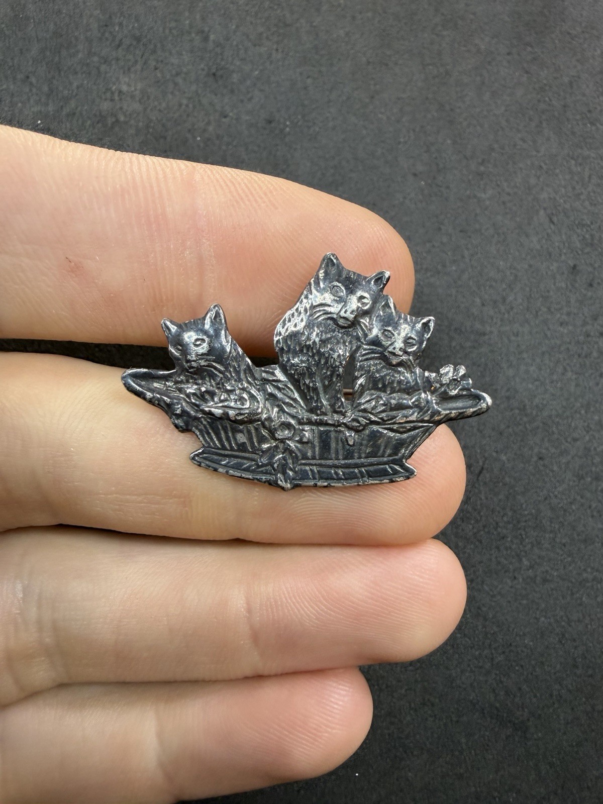 4.9g Vintage Sterling Silver 925 Cats Brooch Pendant Jewelry lot I