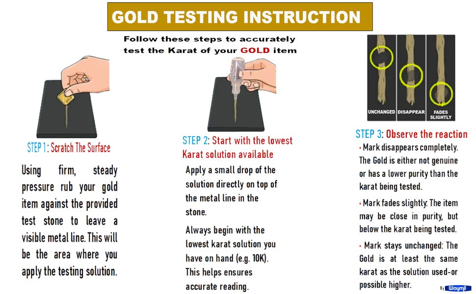 Gold Silver Platinum Testing Kit 6 Sol 10K 14K 18K 22K 24K Stone Box