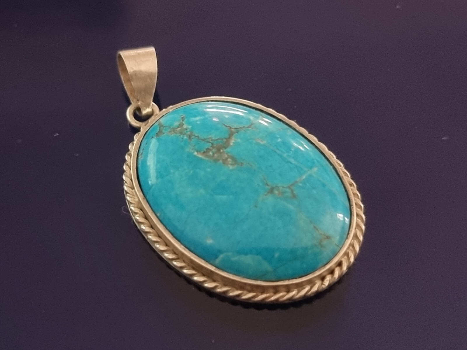 Sterling Silver 925 Impregnated Turquoise Pendant.
