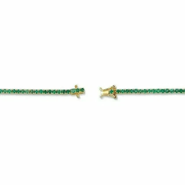 6Ct Round Cut Lab-Created Emerald 14K Yellow Gold Plated Tennis Bracelet