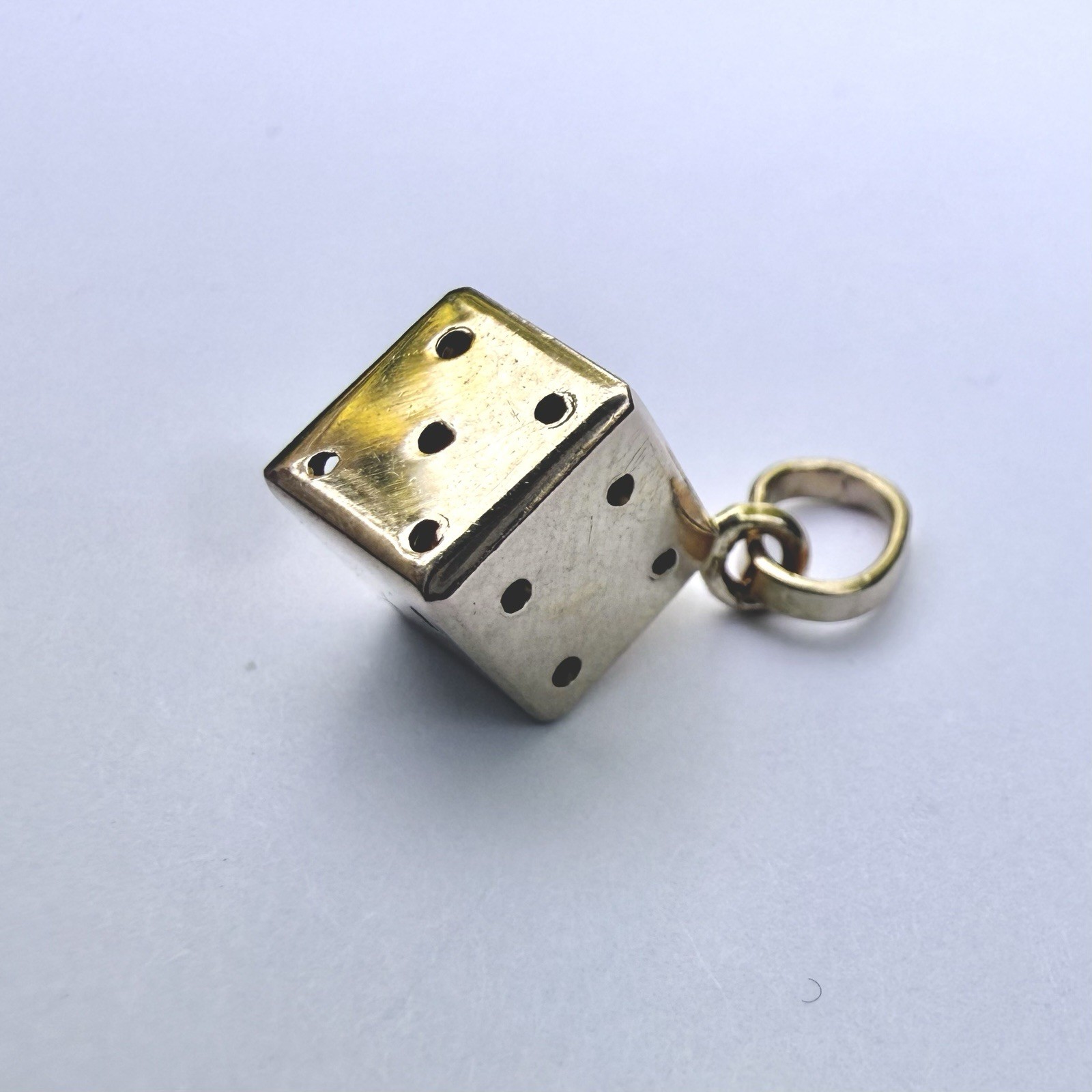 18K Yellow Gold Dice Charm – Solid 750 Gold Cube Pendant 1.67g Lucky Charm