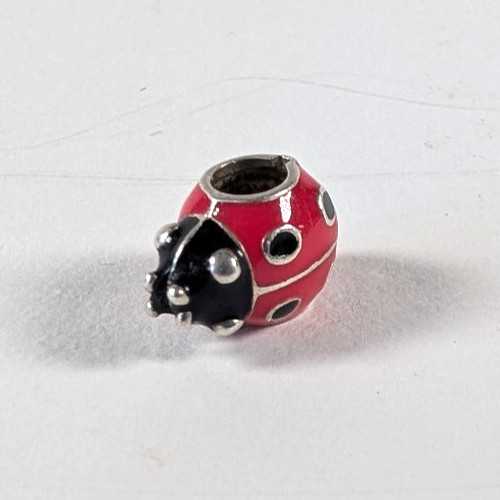Vintage TRUTH PK 925 Red & Black Enamel Ladybird Charm 1cm/2.4g