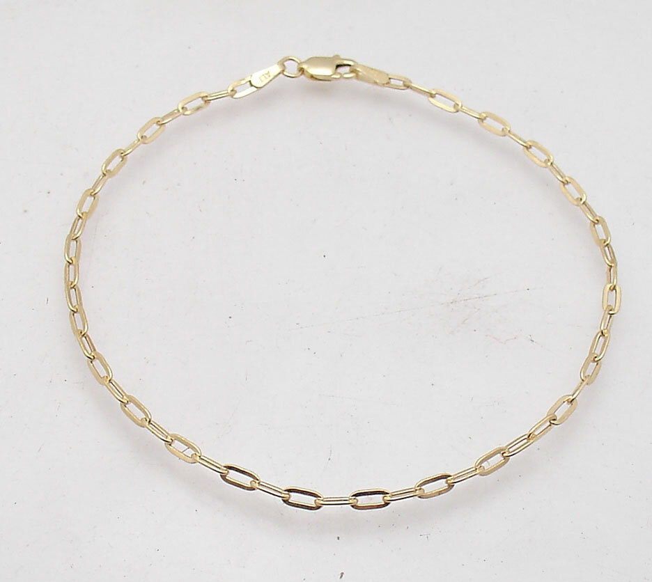 Baby Oval Paper Clip Link Chain Bracelet Real Solid 10K Yellow Gold ALL SIZES