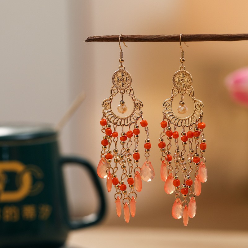 Boho Long Vacation Dangle Earrings Lightweight Beach Ladies Ear Ornaments