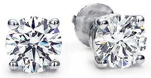 0.90 carat Round Diamond Studs Earrings 14k white Gold G color SI eye clean