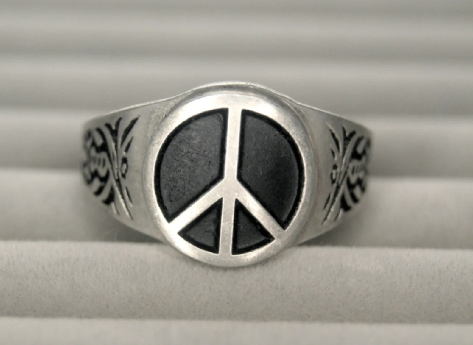Handmade Peace Sign Ring Happiness state of harmony Jewelry Band