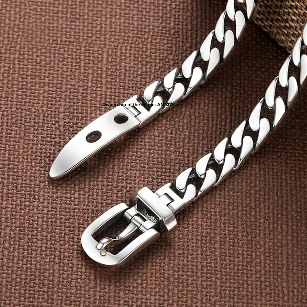 Pure 925 Sterling Silver Women Men Necklace 7mm Curb Link Chain 19.7-21.6inch L