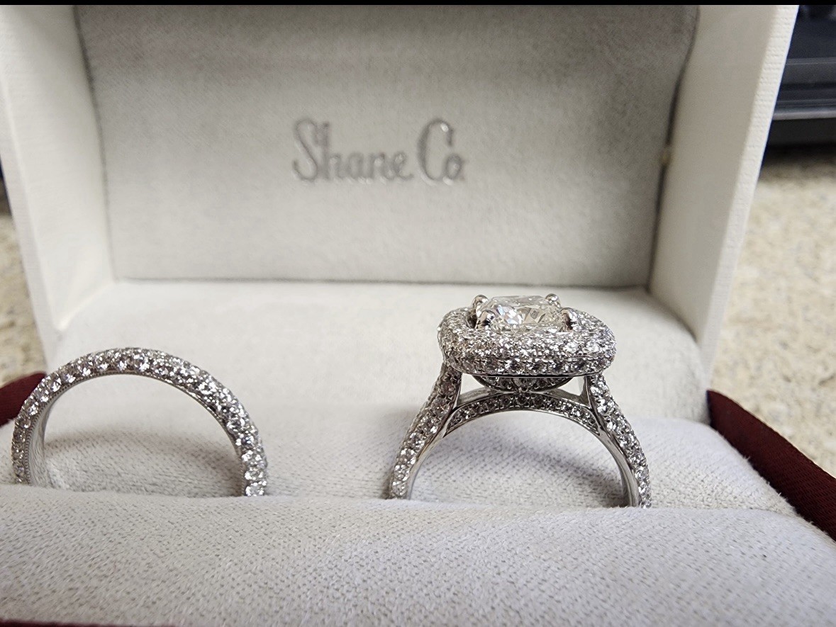 Custom Wedding Ring Set (New) 14k White Gold- Size 7 3/4 Buyer Guarantee