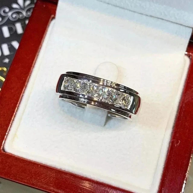 2Ct Round Lab Created Diamond 14K White Gold Plated New Men’s Engagement Ring
