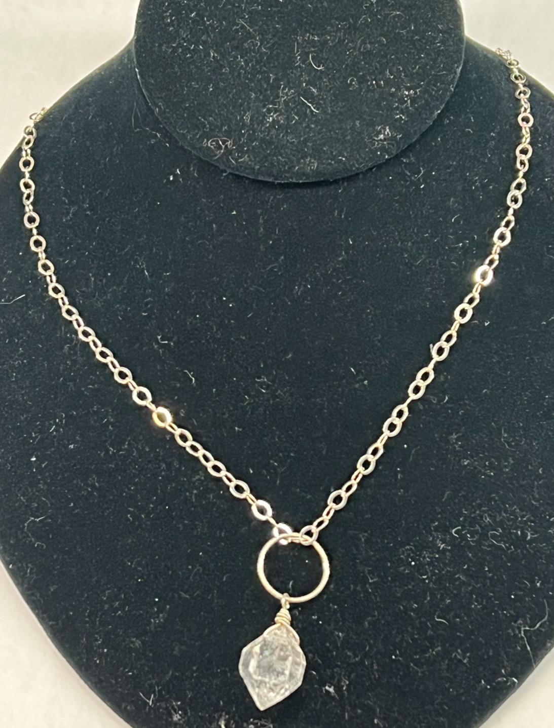 Sterling Silver Deb Guyot Clear Quartz Pendant Cable Chain Necklace 20″ Length