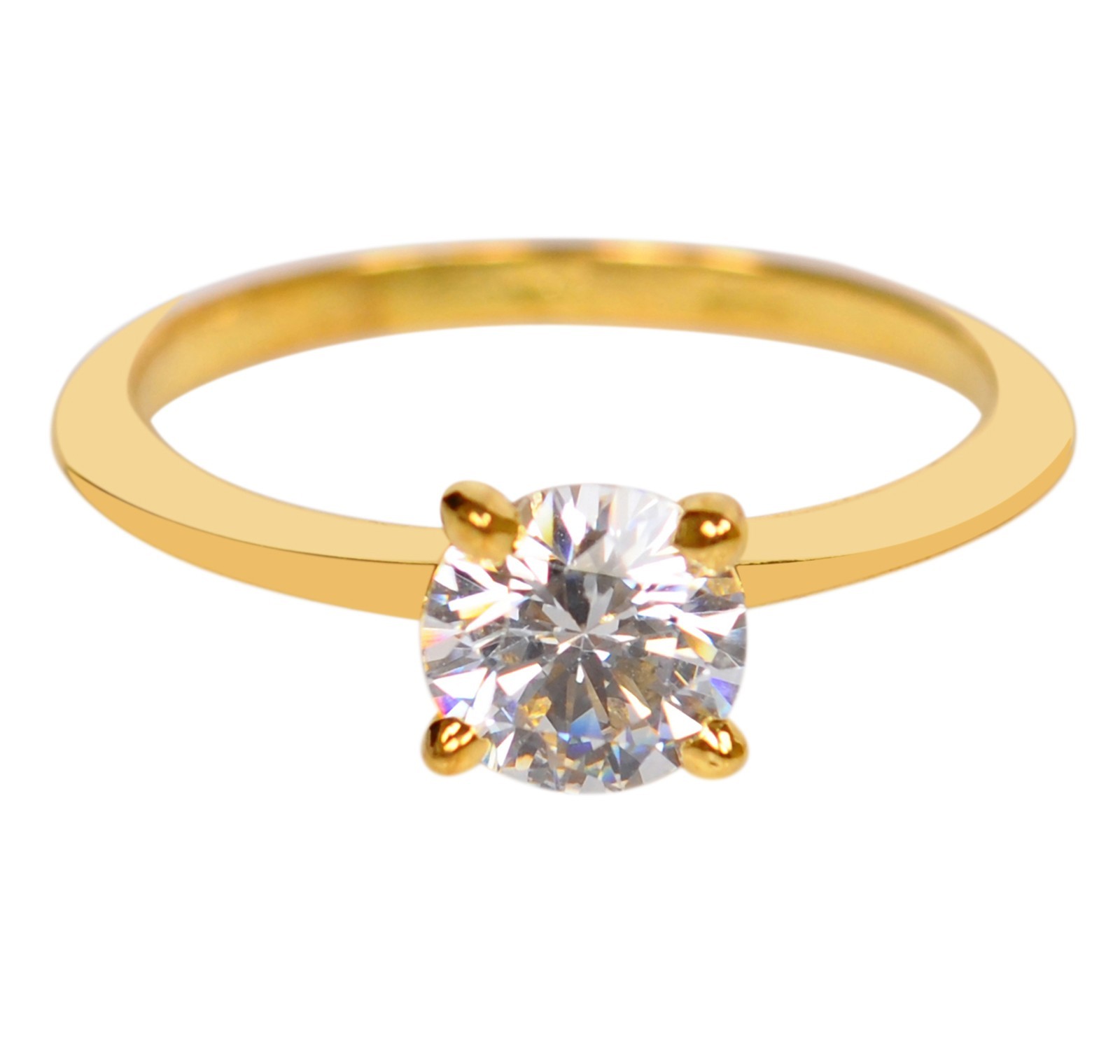 1.50 Cts. D/VVS1 Round Shape Women’s Ring In 14KT Yellow Gold – Tariffs Free