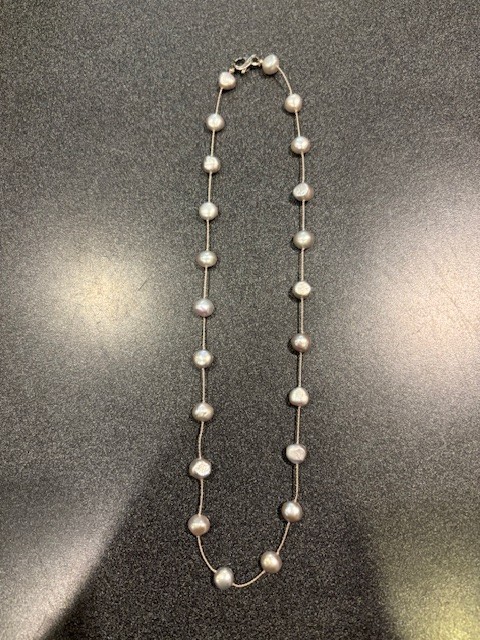 Gray Freshwater Pearl Sterling Silver Necklace