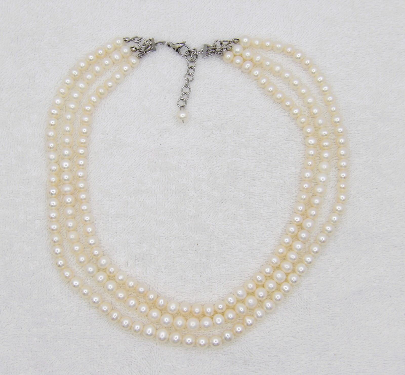 High Quality High Luster Layered Genuine White Freshwater Pearl Necklace NK522