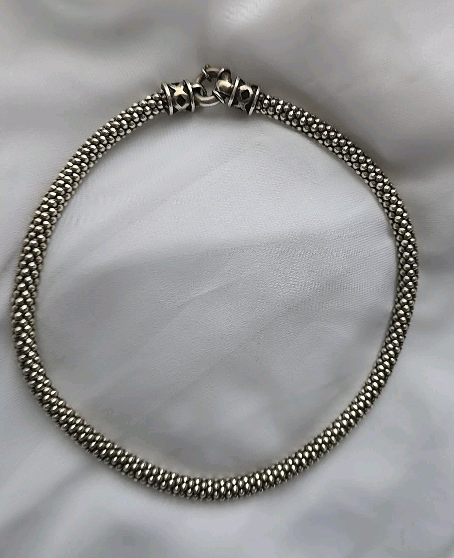 ZINA Popcorn Sterling Silver Necklace 18″ Toggle Clasp 45 gms