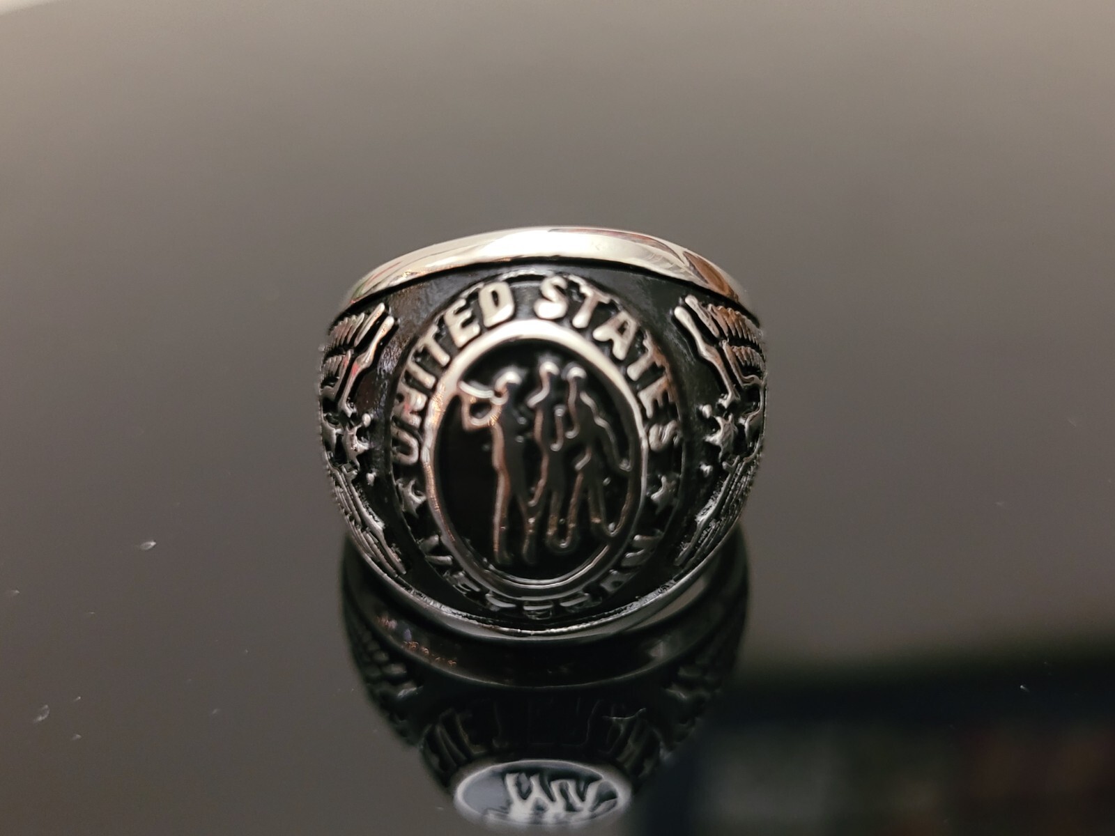 Stainless Steel United States Veteran Military Ring – US Veteran Biker Ring