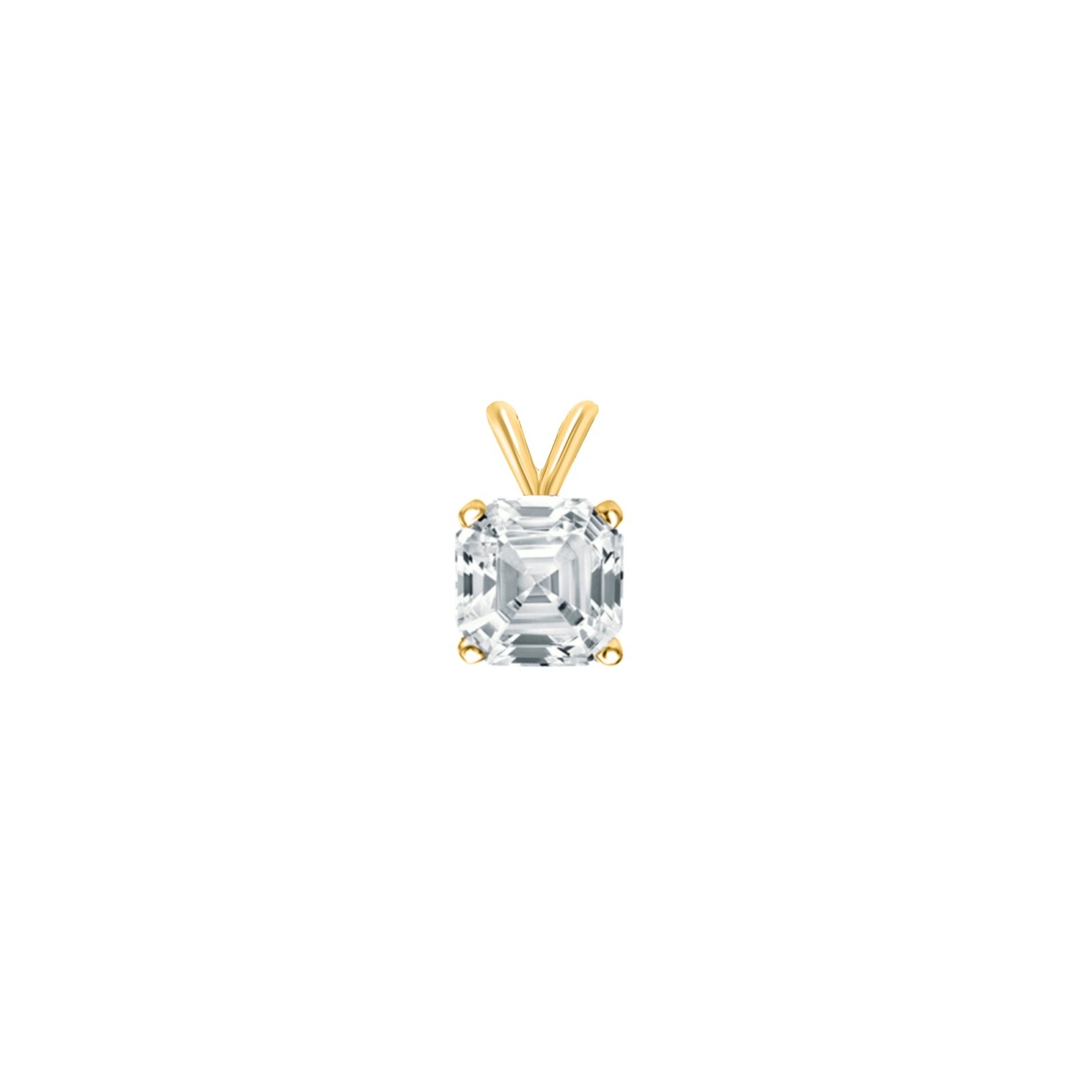 IGI 2 Ct Asscher Lab Created Diamond Pendant Necklace 14K Yellow Gold E/VS 16″