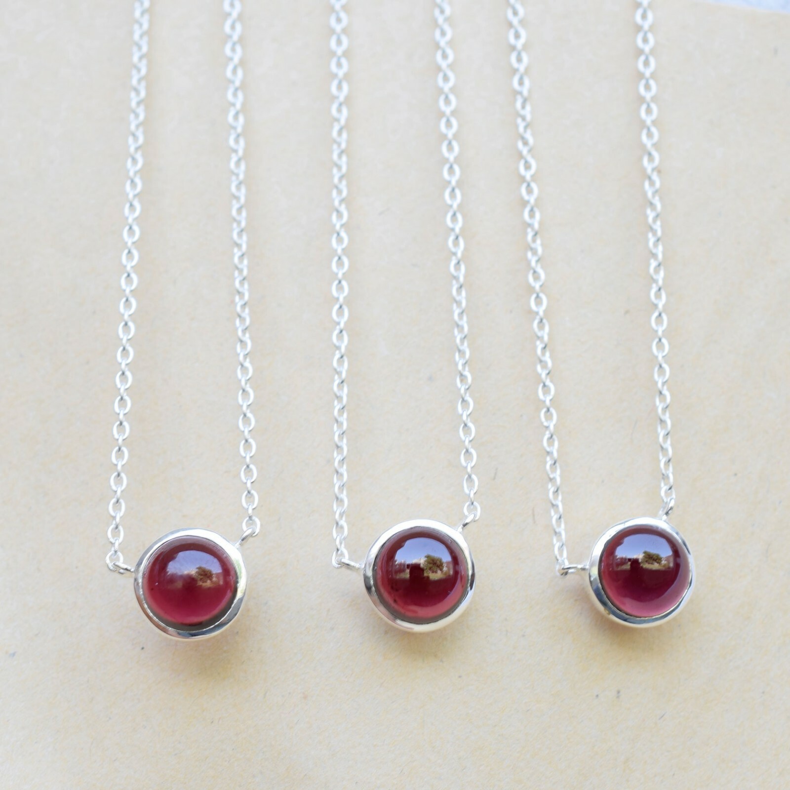 1 Pc Natural Garnet Necklace 925 Sterling Silver Garnet Necklace 16 Inch-N013