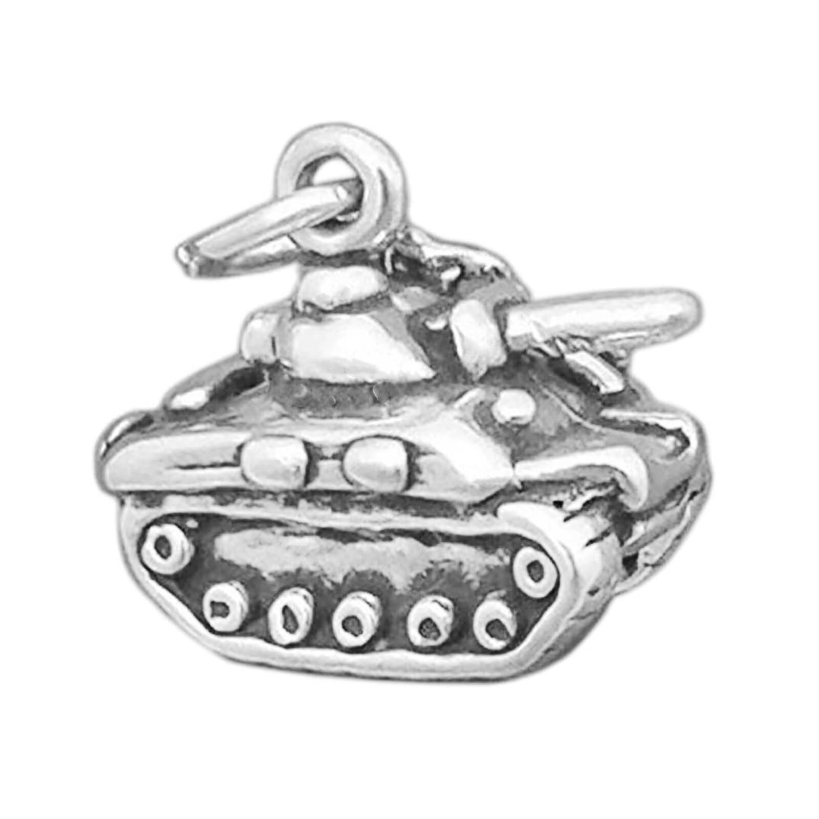 Tank Military Army Vehicle 3D 925 Solid Sterling Silver Charm MADE IN USA