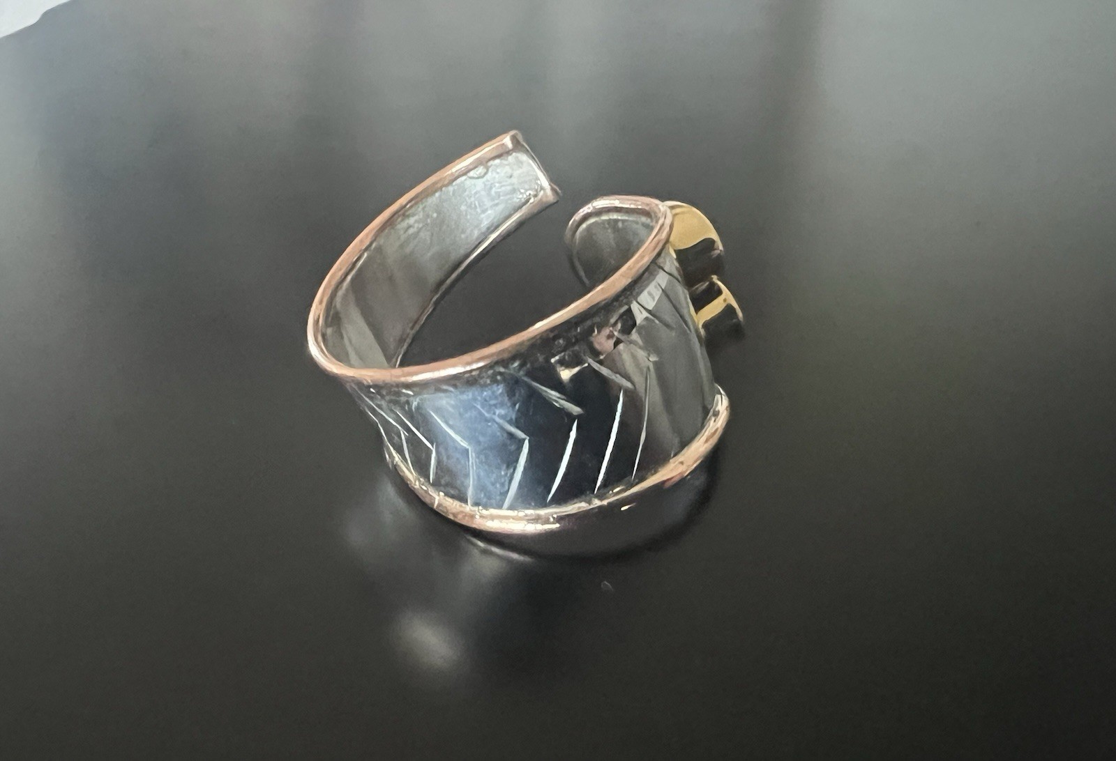 Adjustable Wrap Around Raw Sapphire Ring Sterling Silver w/Copper size 9-10