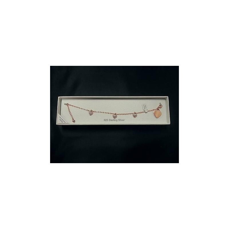 Things Remembered Rose Gold Sterling Silver Pave Heart Bracelet