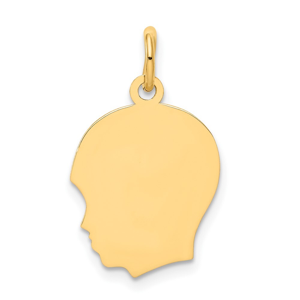 10k Yellow Gold Facing Left Engravable Boy Head Charm Pendant 0.6gm L-22mm