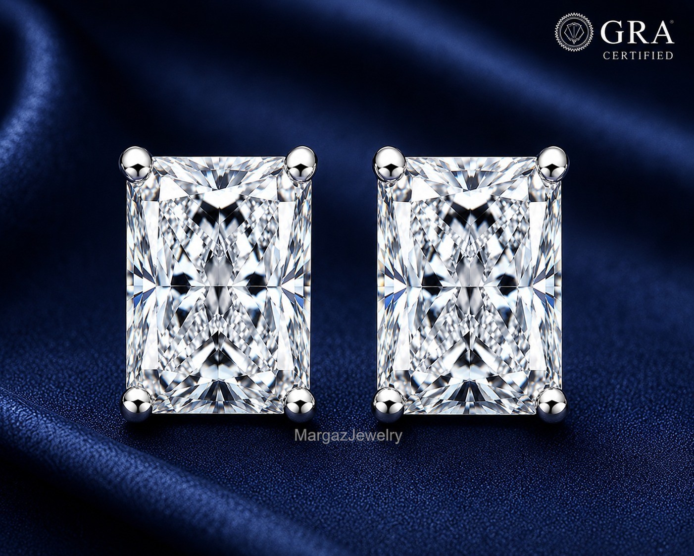 2.00 CT Emerald Moissanite Women Engagement Stud Earrings 14K White Gold Over