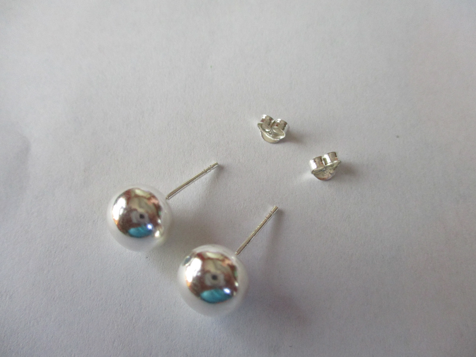 Sterling Silver Ball Earrings High polished 925 Silver 10mm round