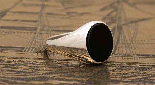 Solid 925 Sterling Silver AA Natural Flat Black Onyx Gemstone Men’s Unisex Ring
