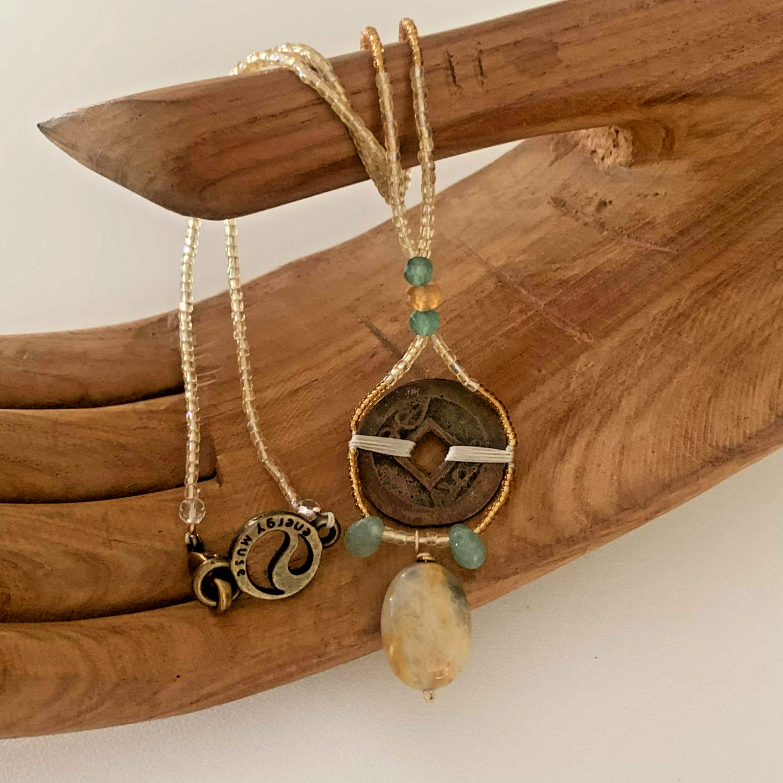 Energy Muse Exquisite Mini Beads “CRAZY LACE AGATE” Necklace 17″ BALANCE-HEALING