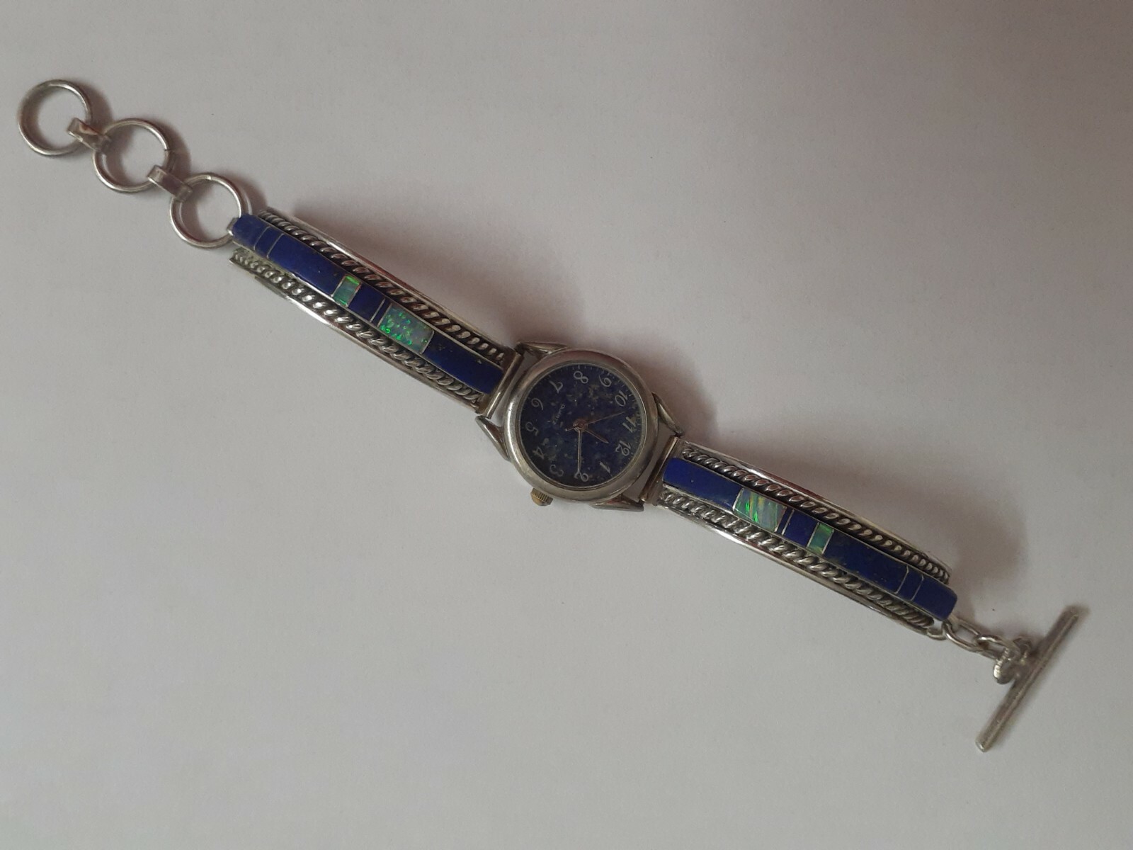 B. Johnson sterling silver 925 Blue Lapis Opal Inlay Watch Cinnabarr