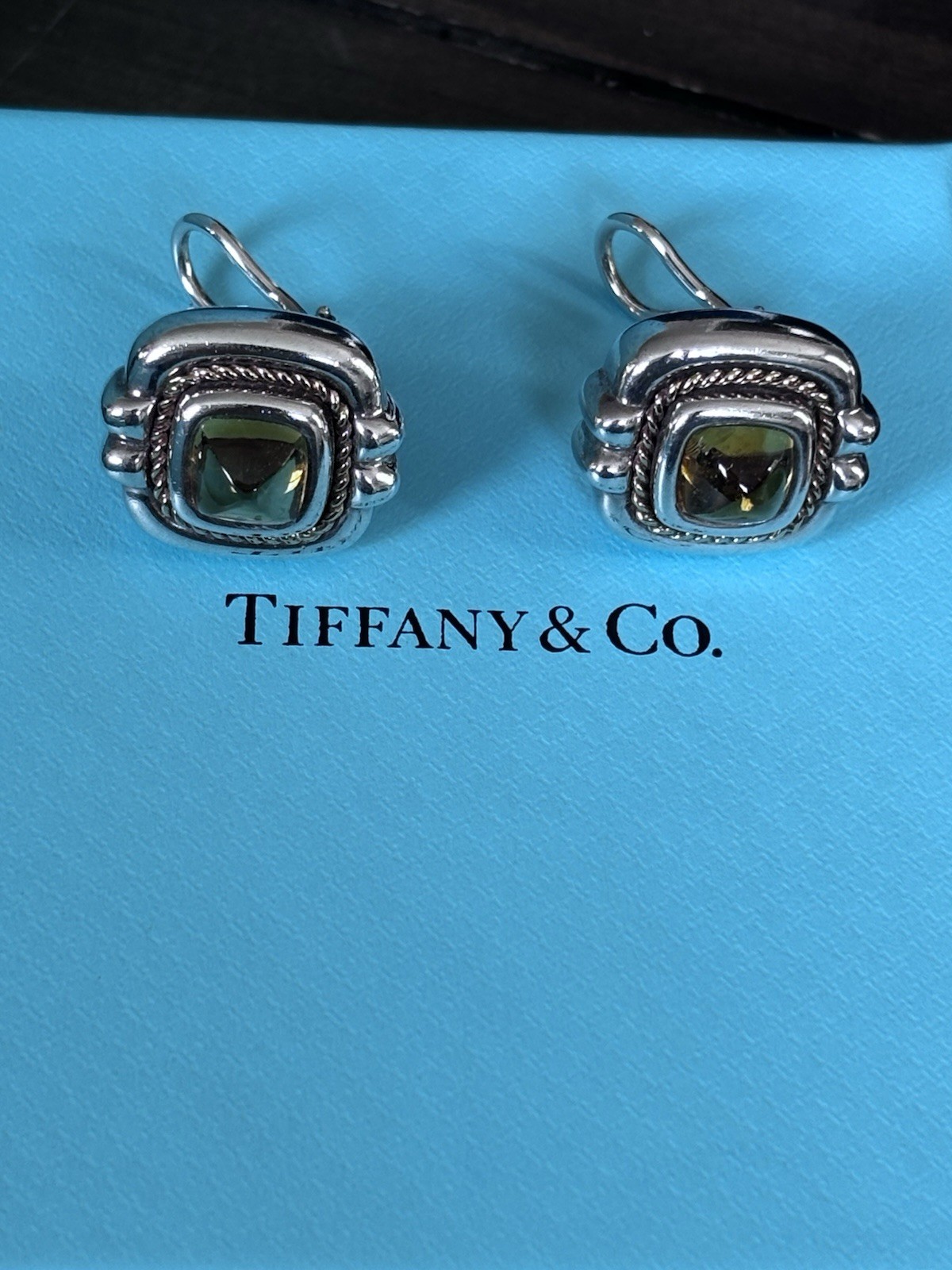 Tiffany & Co Vintage Sterling Silver With 18k Gold Accent Citrine Earrings