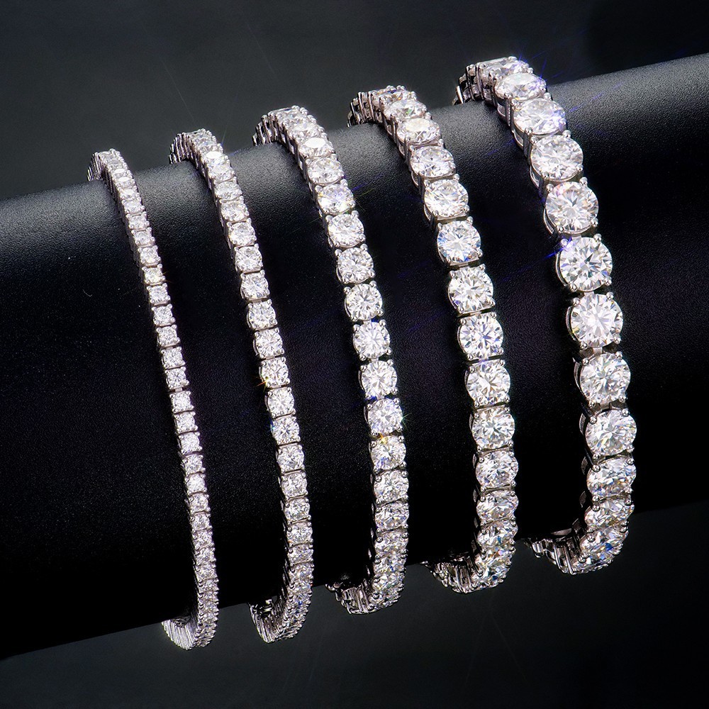 Moissanite Tennis Bracelet VVS, 2–6.5mm Iced Out 925 Sterling Silver