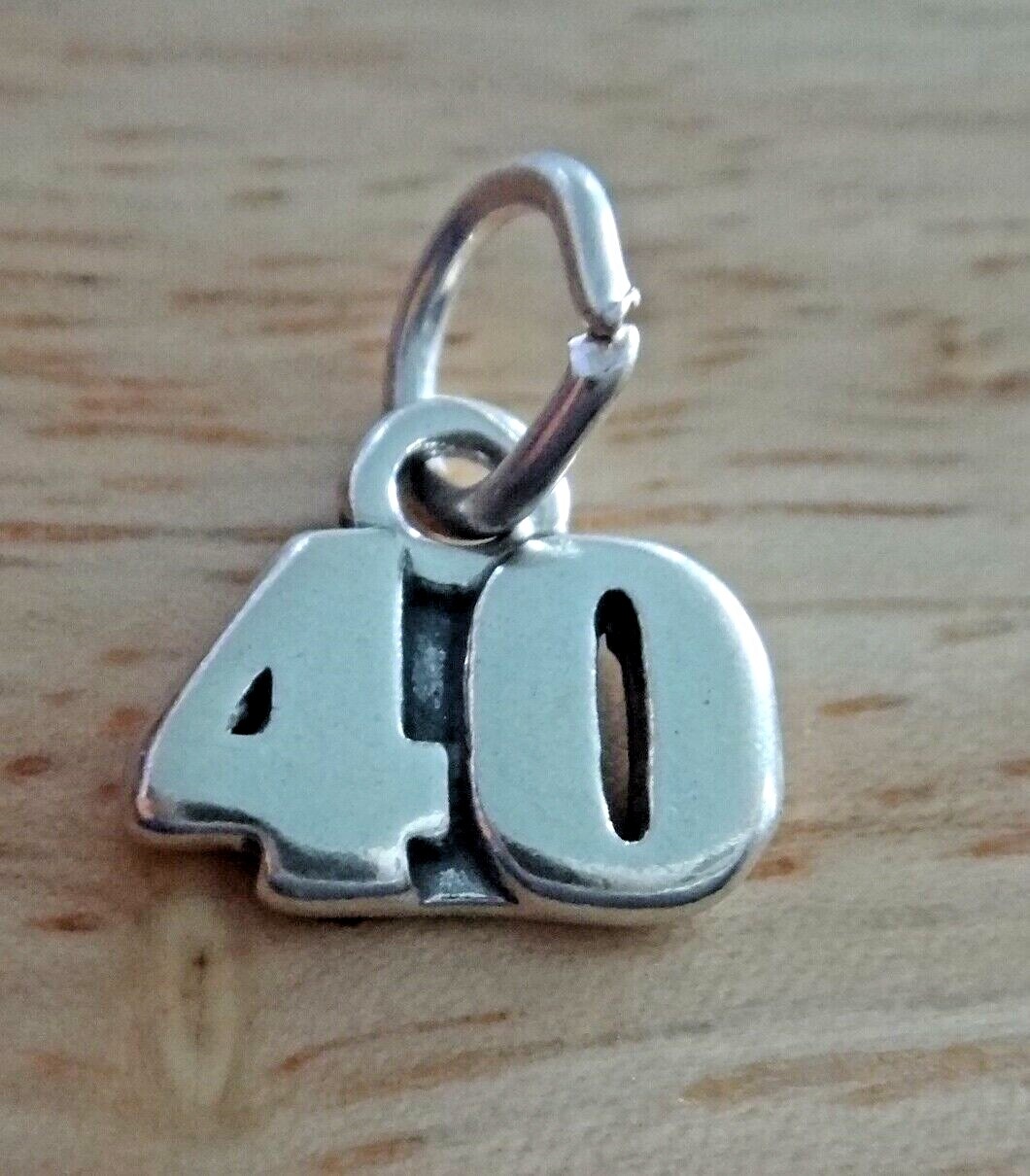 Sterling Silver 10x12mm Number 40 40th Birthday Anniversary Charm
