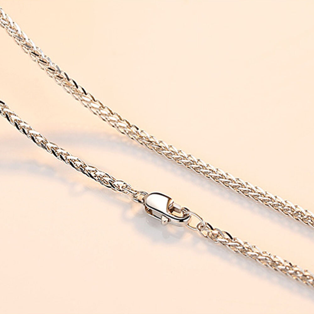 Pure PT950 Platinum 950 Chain 1.2mm Wheat Link Necklace 2.2-2.4g 17.9inch