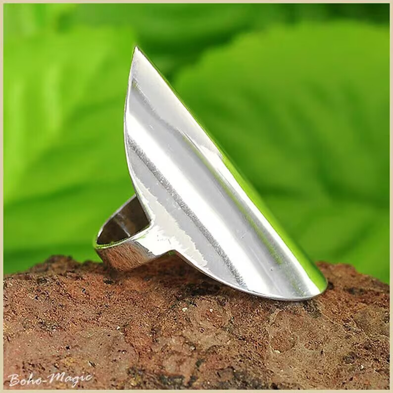 Long Statement 925 Sterling silver Band& Statement Ring Handmade Ring All Size