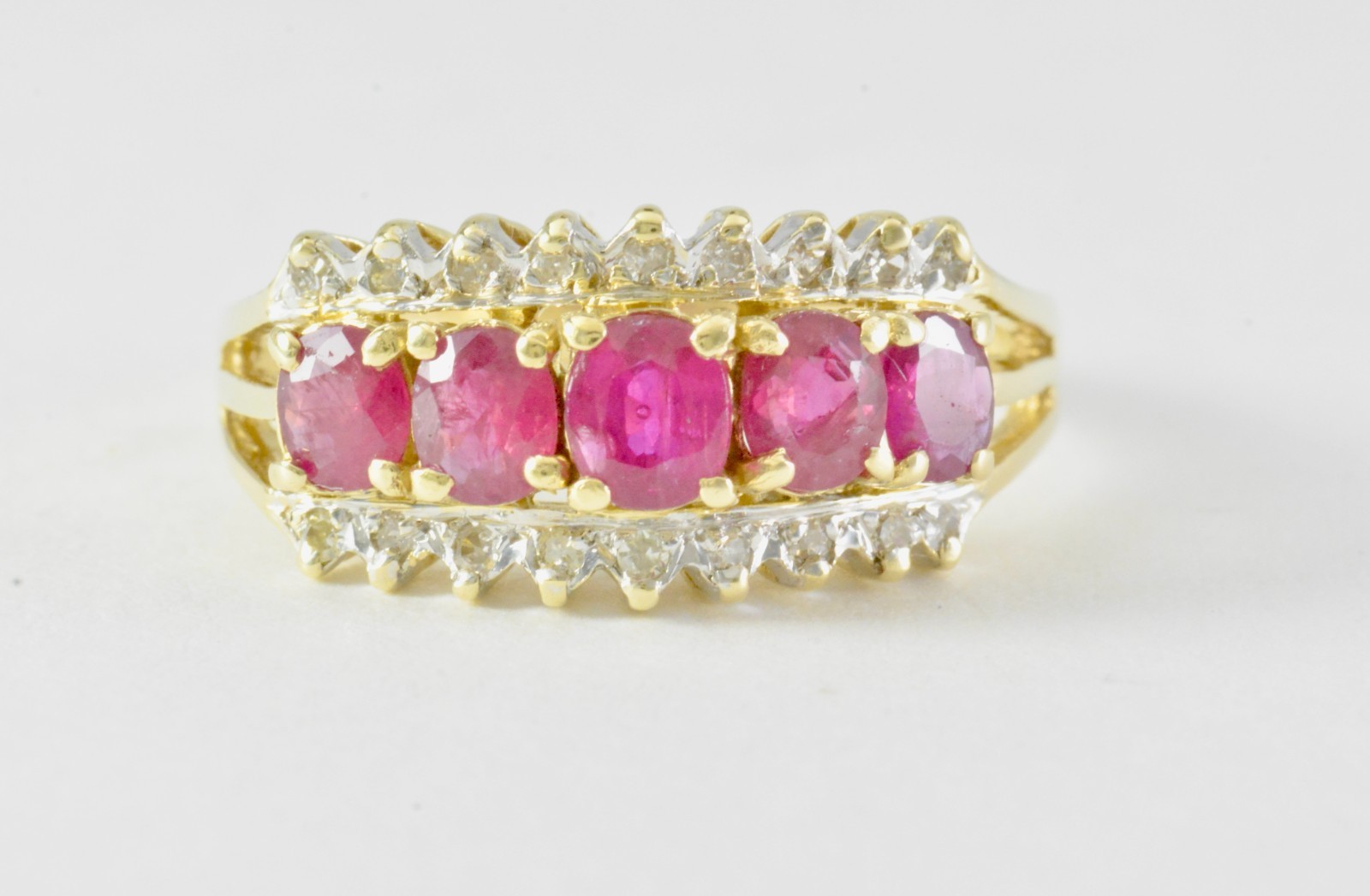 1.05 ctw Oval Cut Ruby with Diamond Cluster Ring 14k Yellow Gold