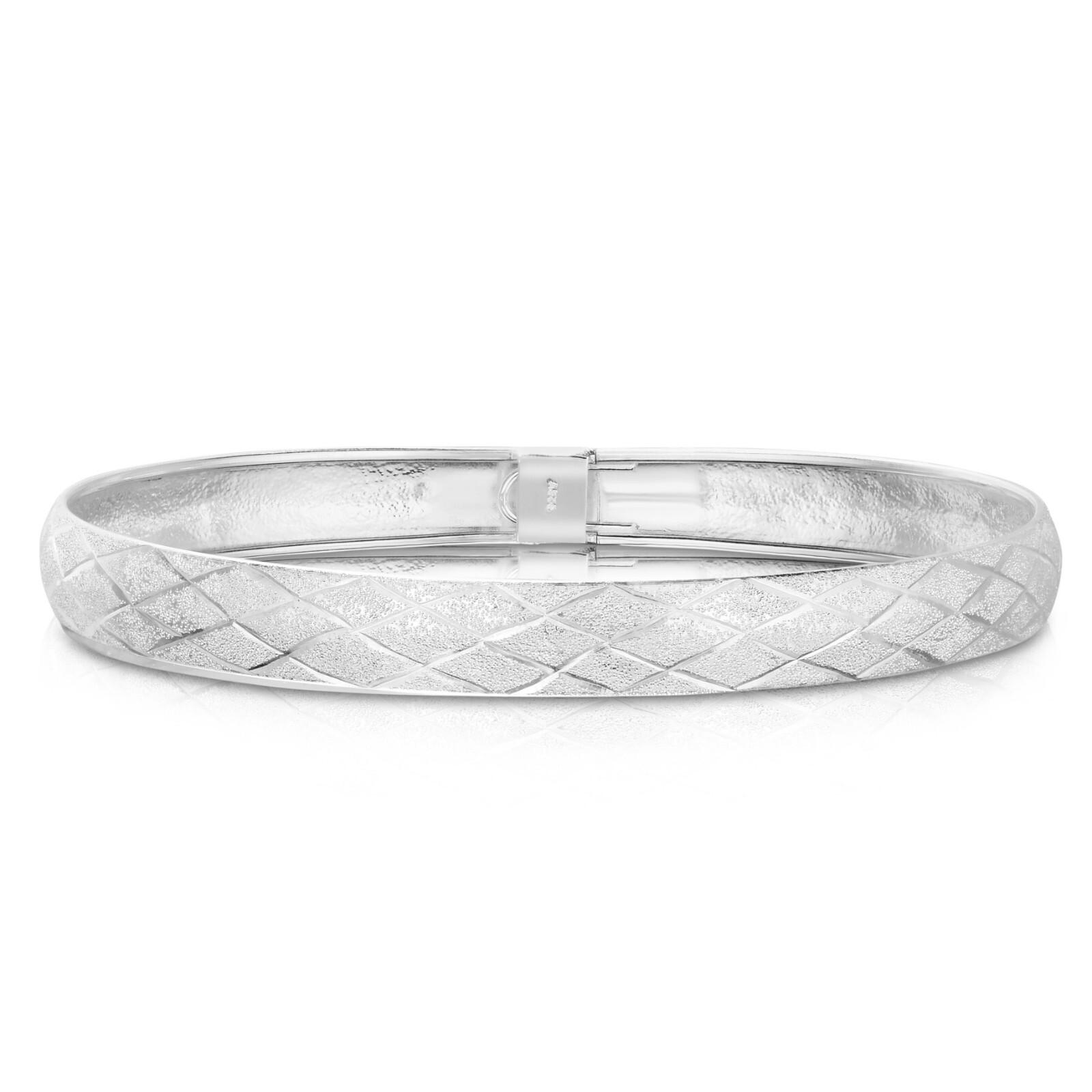 925 Sterling Silver 7.5MM Diamond Cut 8″ Inch Bangle Bracelet For Women 4 Colors