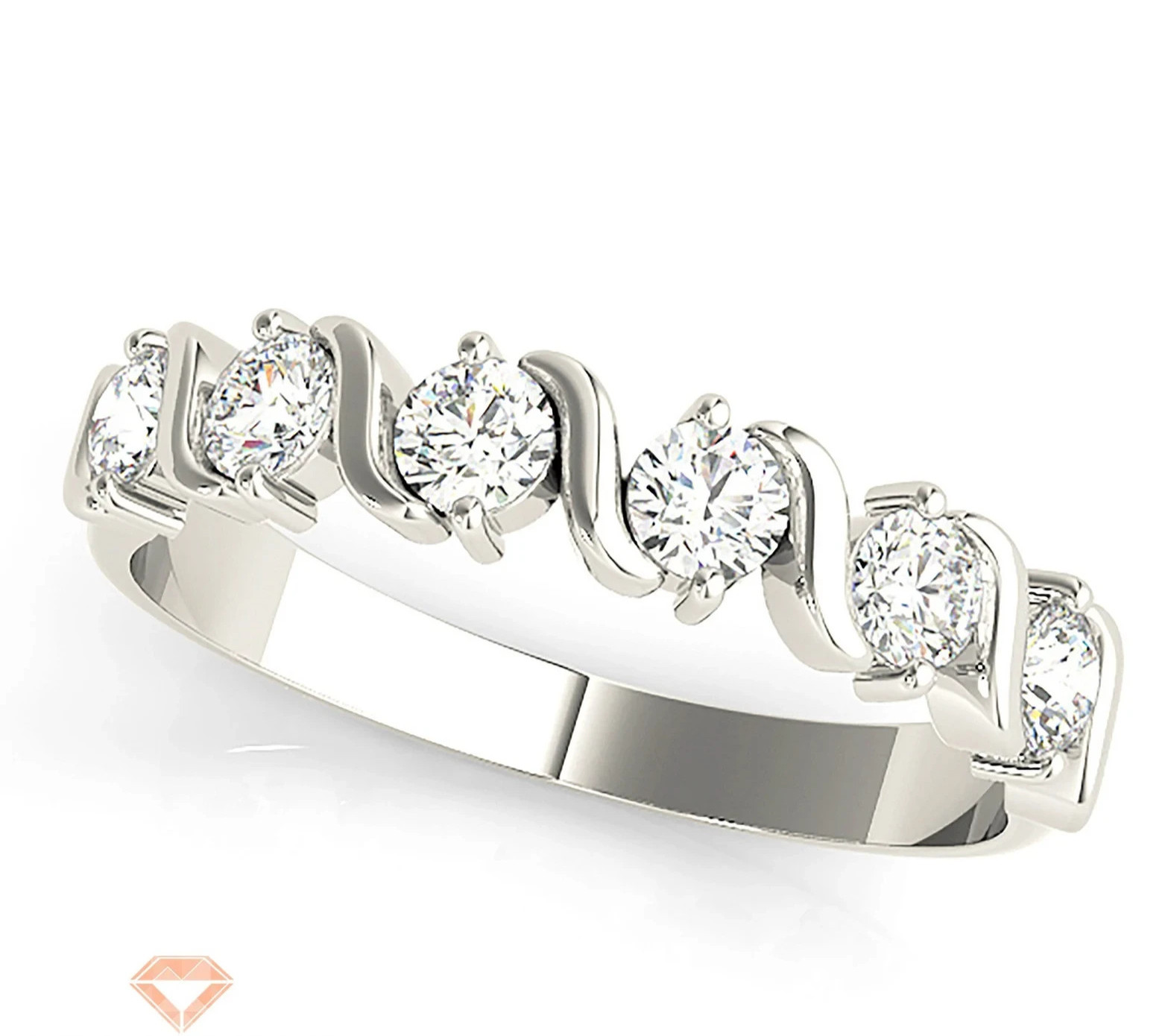 2.50Ct Round Cut Natural Diamond solid 14K White Gold Luxury Eternity Band Ring