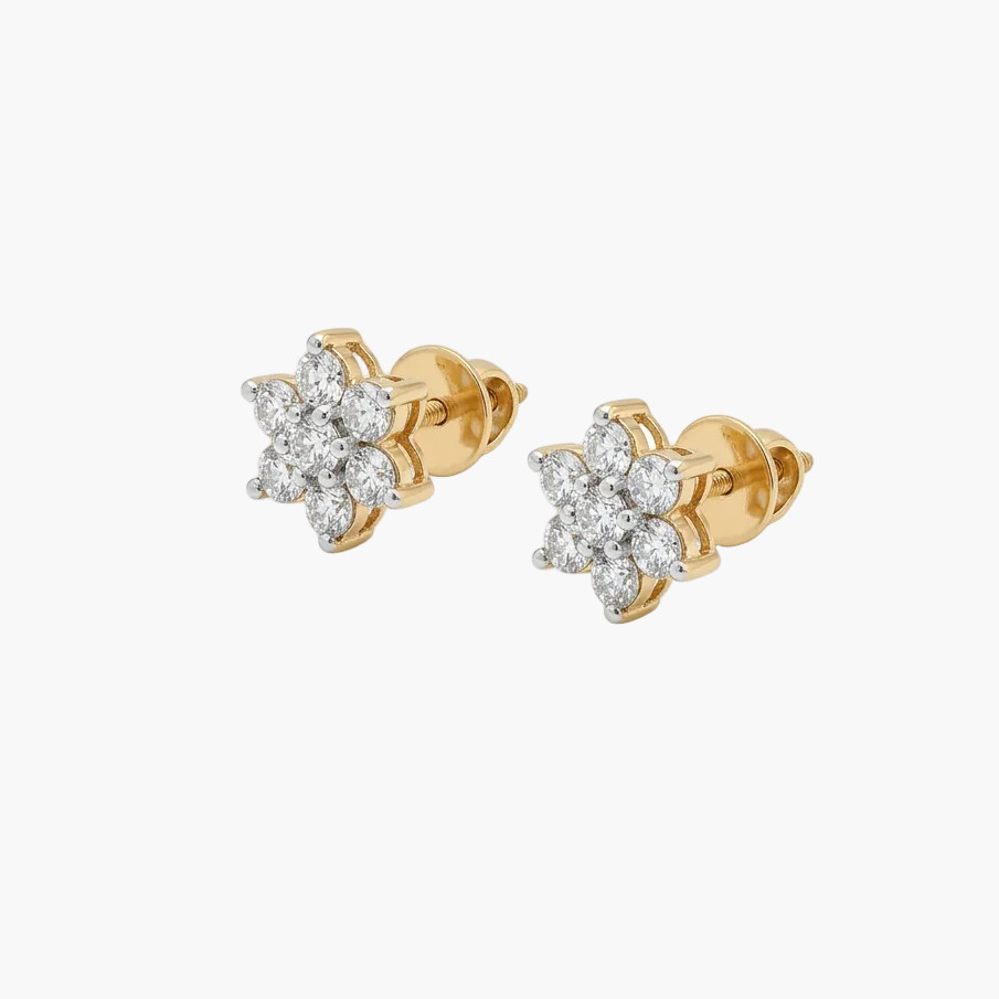 1.86 CT Round Cut E VS1 Lab Created Diamond 14kt Yellow Gold Earring