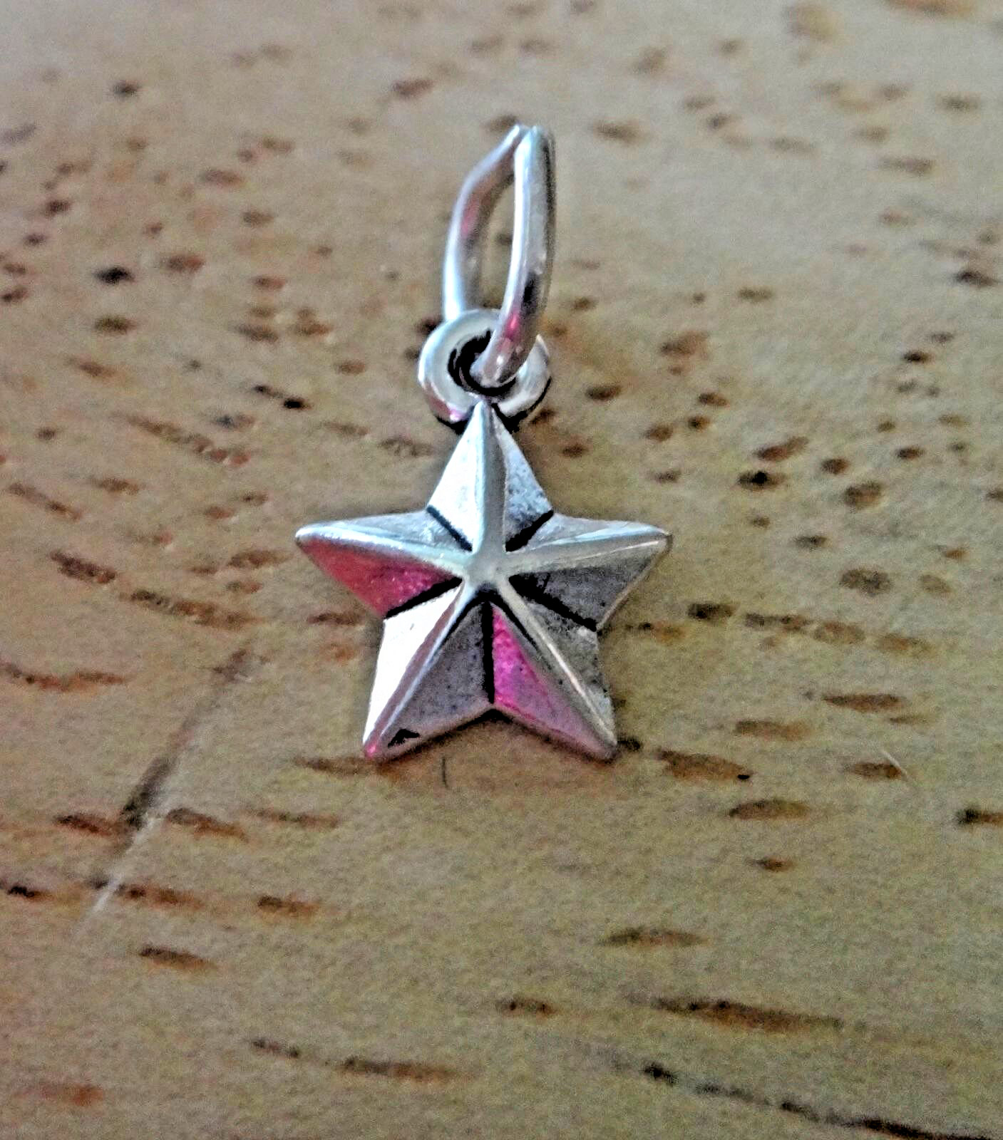 Sterling Silver TINY 9x7mm 5 Point Detailed Star Charm
