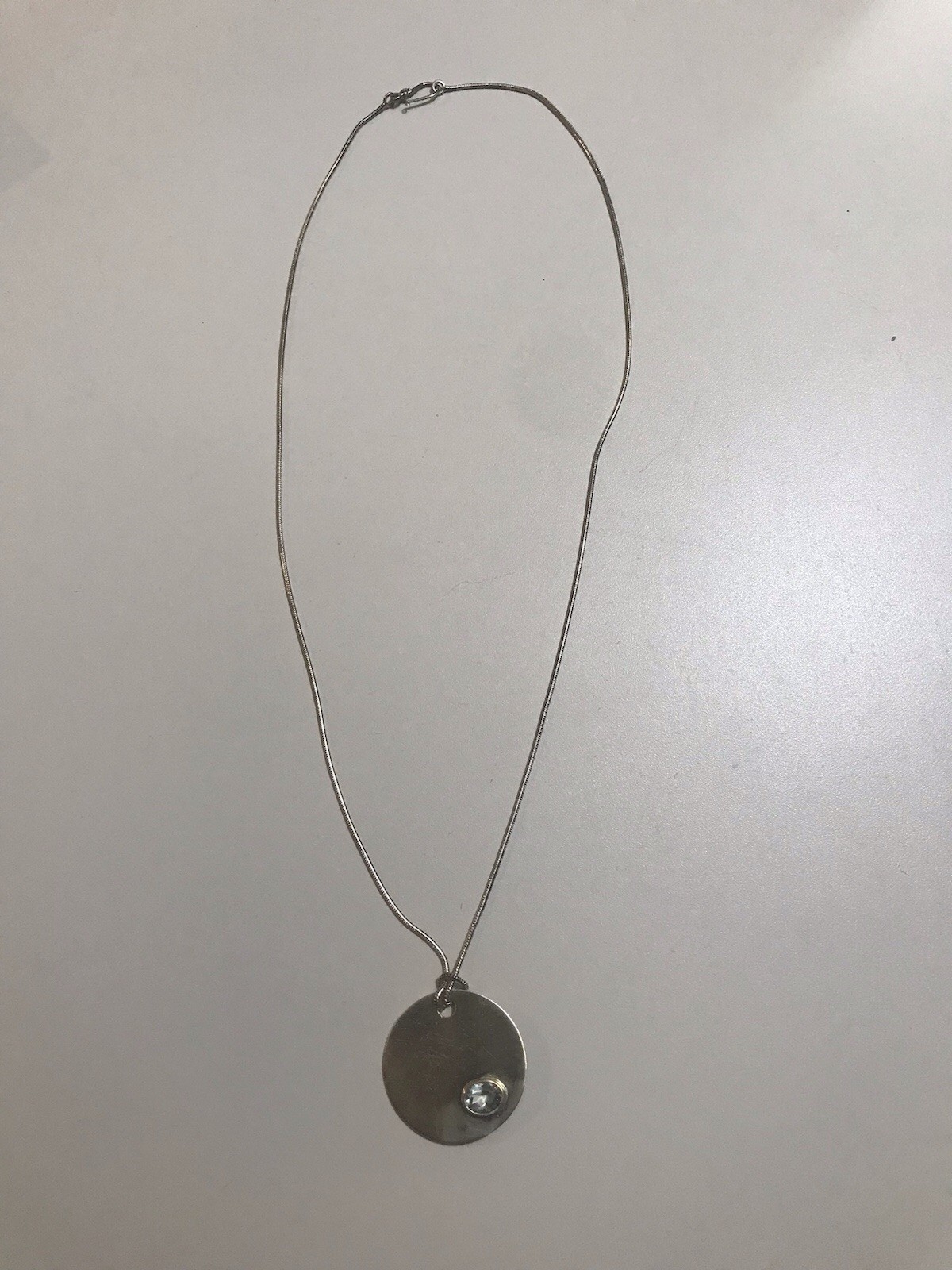 Banana Republic Gold Vermeil Sterling Silver Necklace White Quartz Pendant 20”