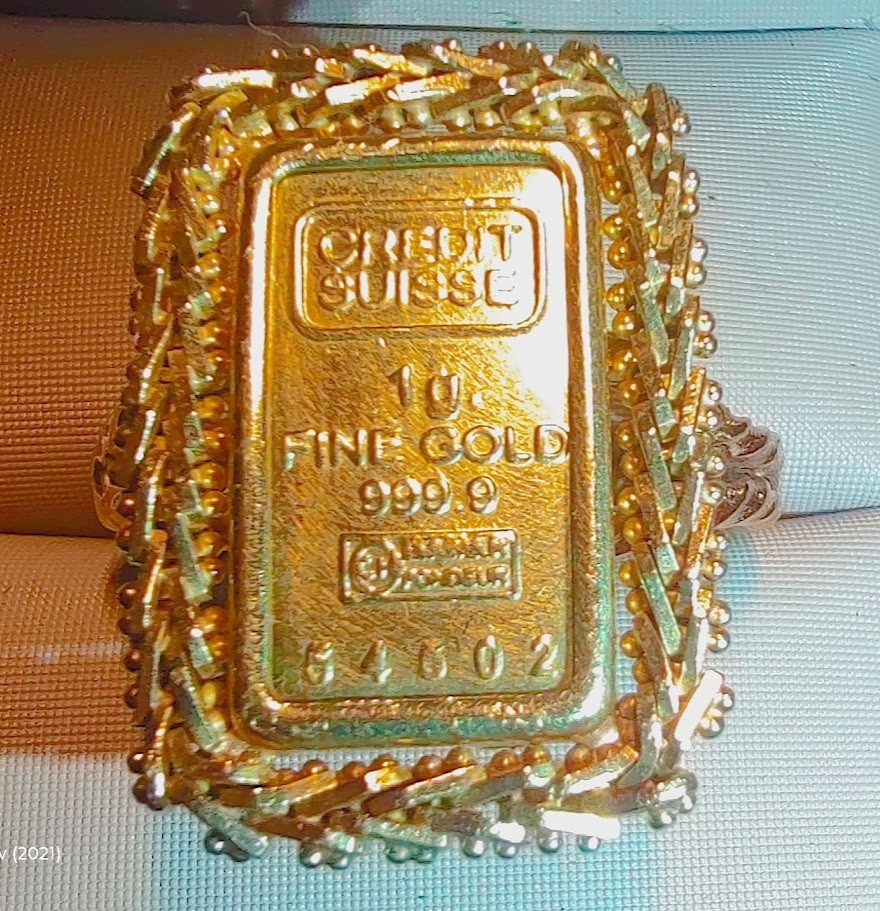 14K Yellow Gold .999 Credit Suisse Gold Bar Ring Size 6 1/4 ((L78))