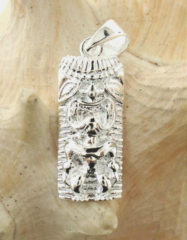 12MM SOLID 925 STER SILVER TEXTURED HAWAIIAN TIKI SHARK god KAUHUHU PENDANT #2