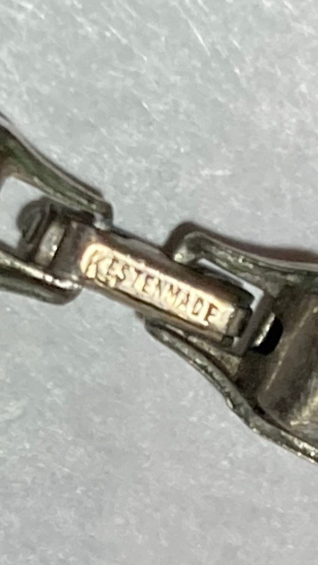 Vintage Kestenmade Master 18k White Gold Watch Round Diamonds & 14k GF Band