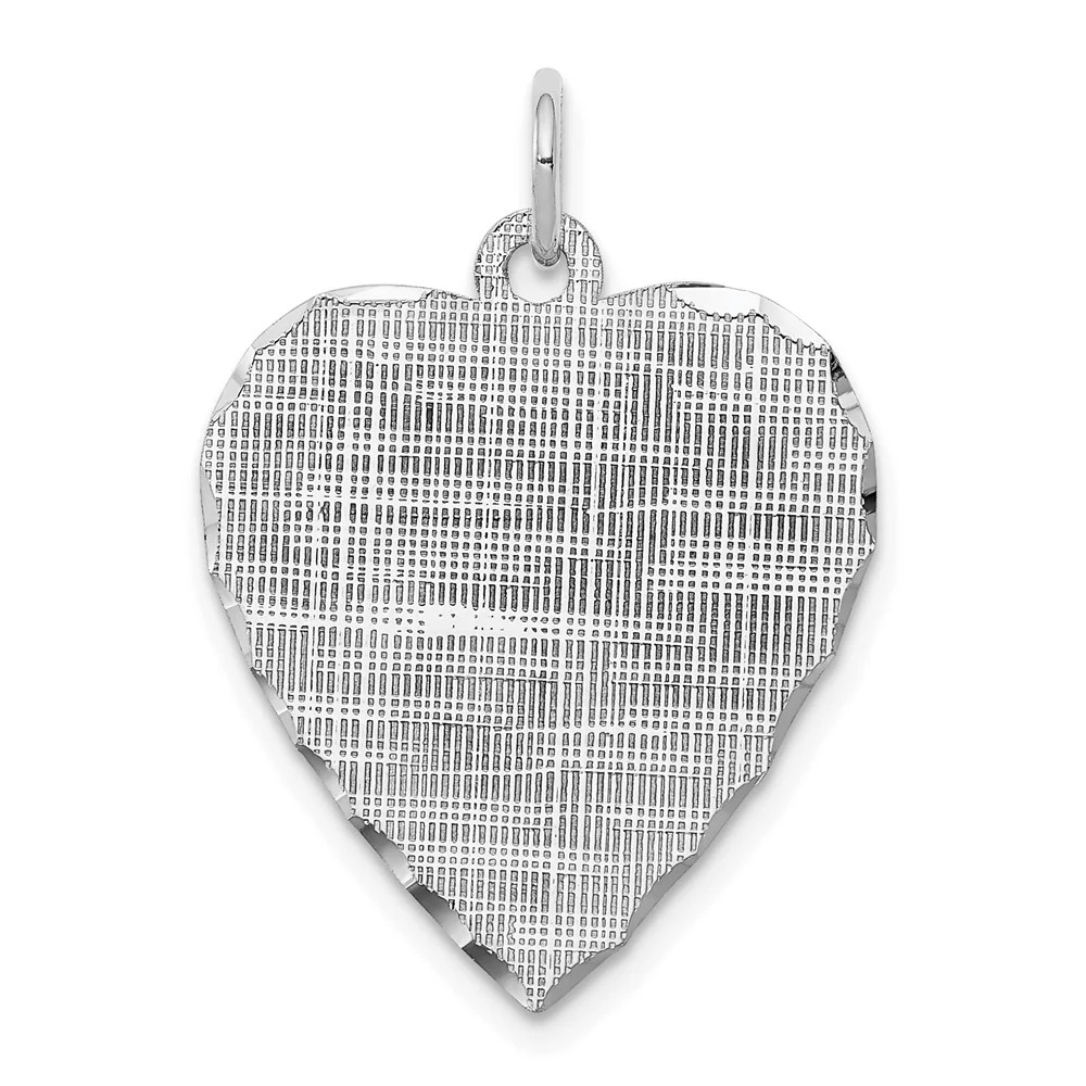 Sterling Silver RH-Plated Engraveable Heart Patterned Pol. Front/Satin Back Disc
