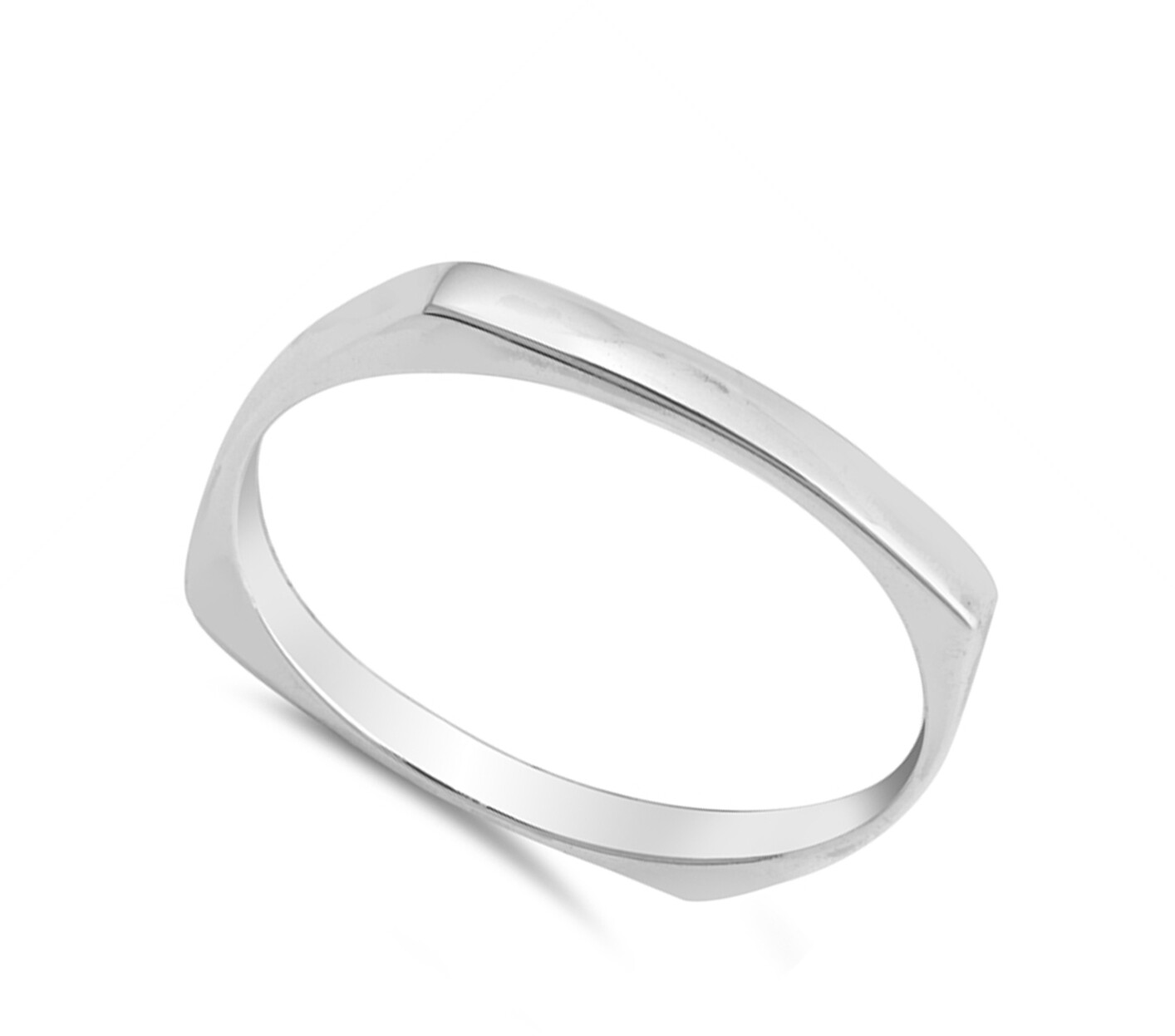 Square Dome Modern Minimalist Thumb Sterling Silver Ring Sizes 4-12
